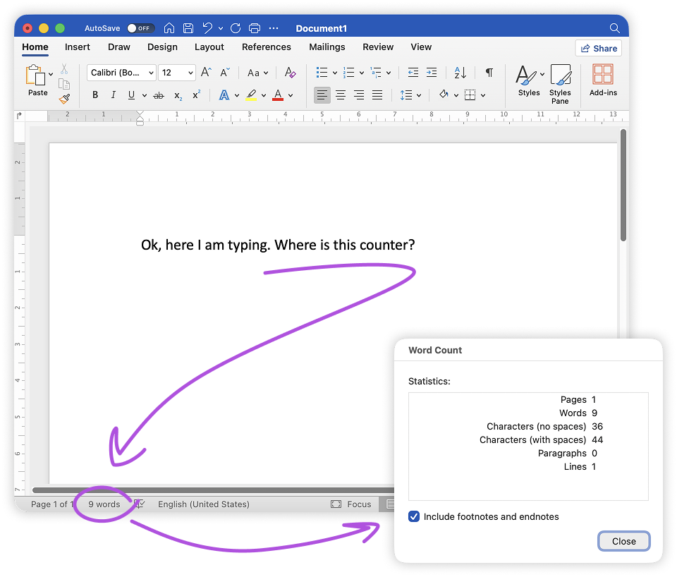 MS Word Kostenloser Zeichenzähler